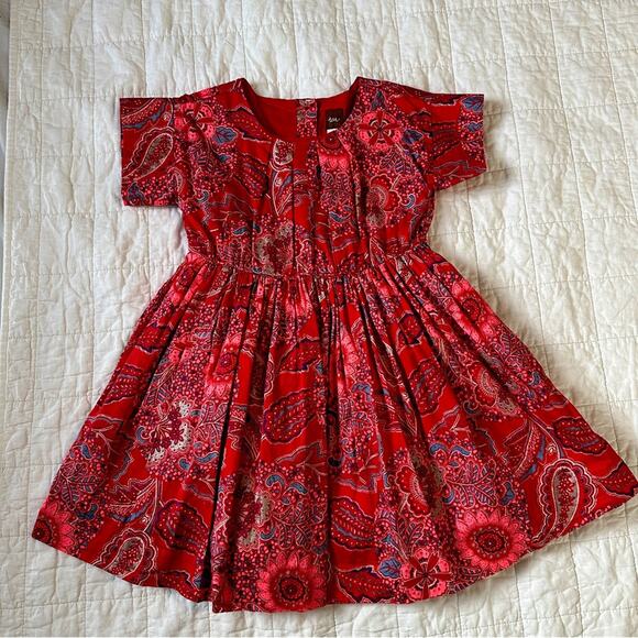 Tea Collection Red Silver Sparkle Paisley Christmas Dress 4 - Picture 1 of 9